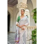 Women's Blended_Cotton Floral Weaving Pattern Saree With Unstitched Blouse 5.5Mtr (Purple) - Image 2