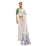 Women's Blended_Cotton Floral Weaving Pattern Saree With Unstitched Blouse 5.5Mtr (Purple) - Image 3
