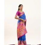Women's Faux_Banarasi Woven Motifs Saree With Unstitched Blouse 5.5Mtr (Royal_Blue) - Image 3