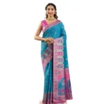 Women's Faux_Banarasi Woven Motifs Saree With Unstitched Blouse 5.5Mtr (Teal) - Image 4