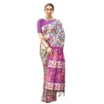 Women's Faux_Tussar Kalamkari_Print Saree With Unstitched Blouse 5.5Mtr (Purple) - Image 4