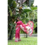 Women's Faux_Tussar Floral Saree With Unstitched Blouse 5.5Mtr (Pink) - Image 2