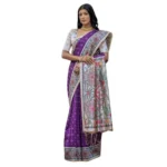 Women's Faux_Tussar Geometric_Print Saree With Unstitched Blouse 5.5Mtr (Purple) - Image 3