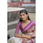 Women's Faux_Tussar Floral Jal With Patola Print Saree With Unstitched Blouse 5.5Mtr (Lavender) - Image 2