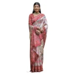 Women's Faux_Tussar Floral Jal With Patola Print Saree With Unstitched Blouse 5.5Mtr (Maroon) - Image 3