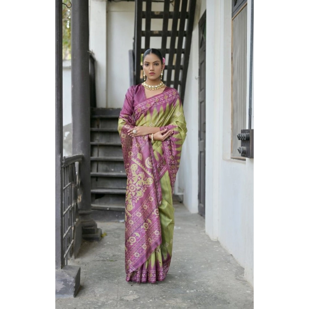 PID-65777-Generic-Women-S-Faux-Tussar-Ikat-Saree-With-Unstitched-Blouse-5-5-Mtr-Green-2-1000x1000-1.webp Women's Faux_Tussar Ikat Saree With Unstitched Blouse 5.5Mtr (Green) - Image 1