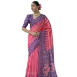 Women's Faux_Tussar Ikat Saree With Unstitched Blouse 5.5Mtr (Peach) - Image 3