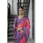Women's Faux_Tussar Ikat Saree With Unstitched Blouse 5.5Mtr (Peach) - Image 2