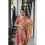Women's Faux_Tussar Ikat Saree With Unstitched Blouse 5.5Mtr (Rust)