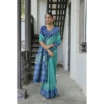 Women's Faux_Tussar Ikat Saree With Unstitched Blouse 5.5Mtr (Sea_Green)