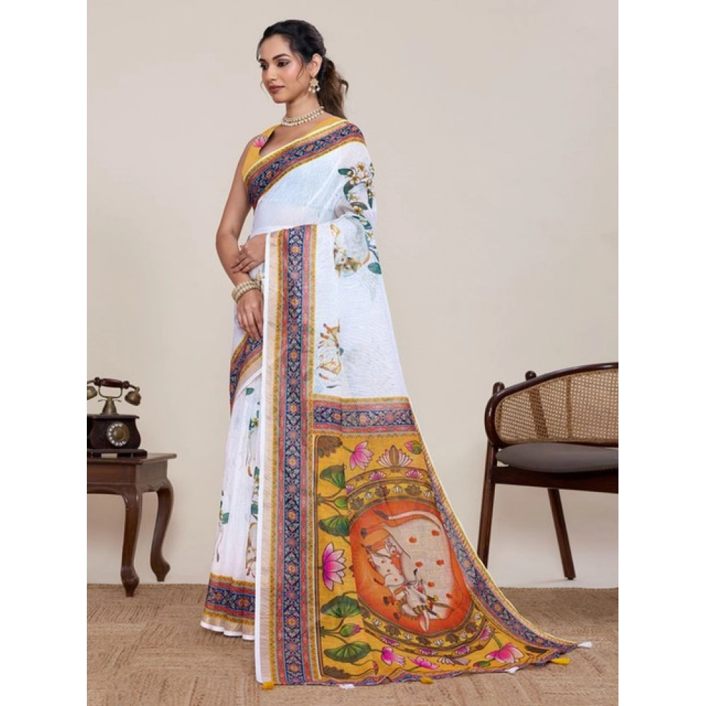 PID-65788-Generic-Women-S-Linen-Floral-Printed-Saree-With-Unstitched-Blouse-5-5-Mtr-White-2-1000x1000-1.webp Women's Linen Floral Printed Saree With Unstitched Blouse 5.5Mtr (White) - Image 1