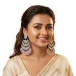 Women's Zinc Alloy Gold Plated Chandbali Earrings (Multicolor) - Image 2