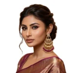 Women's Zinc Alloy Gold Plated Chandbali Earrings (Multicolor) - Image 2