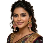 Women's Zinc Alloy Gold Plated Jhumka Earrings (Multicolor) - Image 2