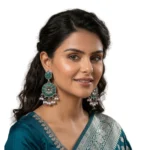 Women's Zinc Alloy Gold Plated Chandbali Earrings (Multicolor) - Image 2