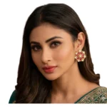 Women's Zinc Alloy Gold Plated Stud Earrings (Multicolor) - Image 2
