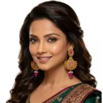 Women's Zinc Alloy Gold Plated Chandbali Earrings (Multicolor) - Image 2