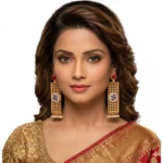 Women's Zinc Alloy Gold Plated Dangler Earrings (Multicolor) - Image 2