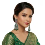Women's Zinc Alloy Gold Plated Chandbali Earrings (Multicolor) - Image 2