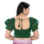 Women's Jimmy Solid Designer Neck Elastic Sleeve Readymade Blouse (Green 38 , Alterable up to 42)-PID65829 - Image 4
