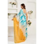 Women's Faux Linen Abstract Print Ready to wear Saree With Unstitched Blouse 5.5Mtr (Multicolor) - Image 4