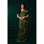 Women's Net Sequence Saree With Unstitched Blouse 5.5Mtr (Light Green) - Image 3