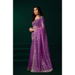 Women's Net Sequence Saree With Unstitched Blouse 5.5Mtr (Lavender) - Image 2