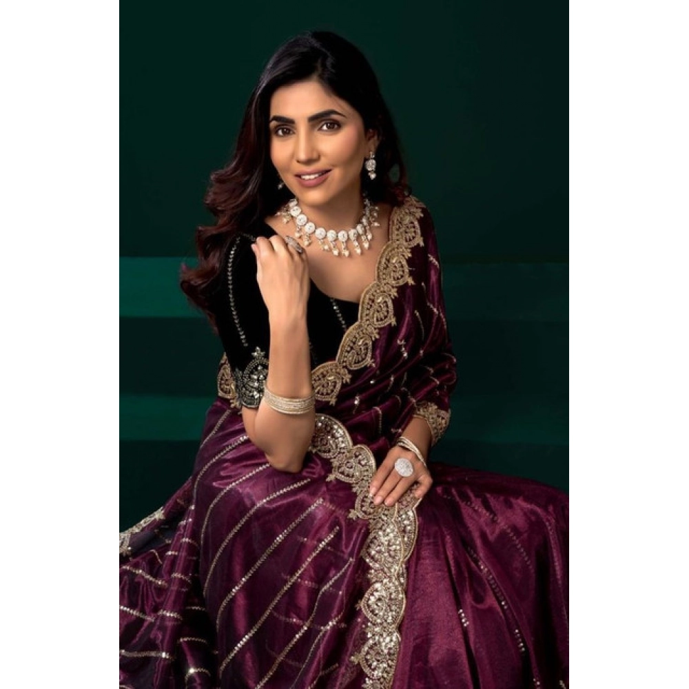 PID-65955-Women-s-Net-Sequence-Saree-With-Unstitched-Blouse-5-5-Mtr-Maroon-4-1000x1000-1.webp Women's Net Sequence Saree With Unstitched Blouse 5.5Mtr (Maroon) - Image 1