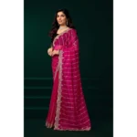 Women's Net Sequence Saree With Unstitched Blouse 5.5Mtr (Pink) - Image 2