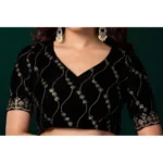 Women's Net Sequence Saree With Unstitched Blouse 5.5Mtr (Red) - Image 2