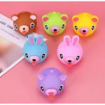 Pack Of 5 Rubber-PVC Animal Faces Squishy Squeeze Stress Balls (Multicolor) - Image 4