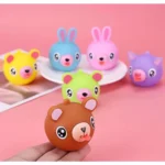Pack Of 5 Rubber-PVC Animal Faces Squishy Squeeze Stress Balls (Multicolor) - Image 3