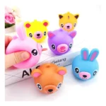 Pack Of 5 Rubber-PVC Animal Faces Squishy Squeeze Stress Balls (Multicolor) - Image 2