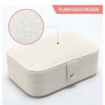 PU Leather Solid Jewelry Storage Box (White-Cream) - Image 3