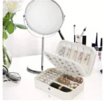 PU Leather Solid Jewelry Storage Box (White-Cream) - Image 2