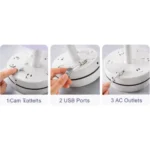 Plastic-LED Ribbed Shade Table Lamp with USB Charging Base (White) - Image 2