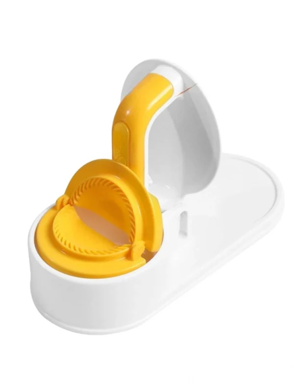 Plastic Solid Dumpling Maker Mold Press (Yellow-White)