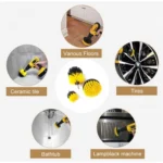 Pack Of 3 Polypropylene Solid Power Drill Scrub Brush Cleaning Set (Yellow-Black) - Image 4