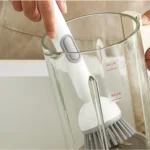 TPR-Plastic Solid Electric Liquid Soap Dispensing Cleaning Brush with Handle (Grey-White) - Image 2