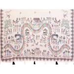 Women's Linen Cotton Printed Saree With Unstitched Blouse 5.5Mtr (Off White) - Image 2