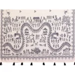 Women's Linen Cotton Printed Saree With Unstitched Blouse 5.5Mtr (Off White) - Image 3