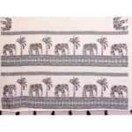 Women's Linen Cotton Printed Saree With Unstitched Blouse 5.5Mtr (Off White) - Image 2