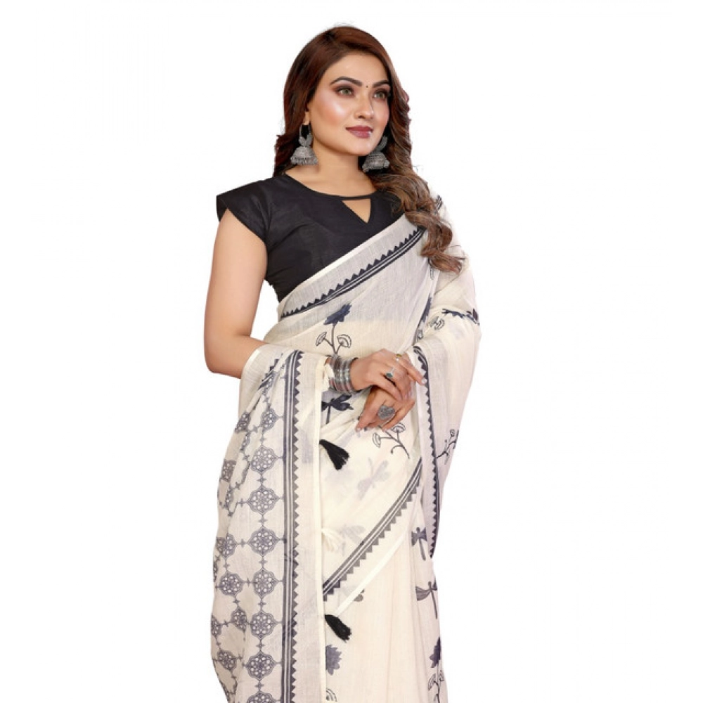 PID-66181-Women-s-Soft-Linen-Cotton-Printed-Saree-With-Unstitched-Blouse-5-5-Mtr-Off-White-4-1000x1000-1.webp Women's Linen Cotton Printed Saree With Unstitched Blouse 5.5Mtr (Off White) - Image 1