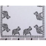 Women's Linen Cotton Printed Saree With Unstitched Blouse 5.5Mtr (White) - Image 3