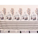Women's Linen Cotton Printed Saree With Unstitched Blouse 5.5Mtr (Off White) - Image 3
