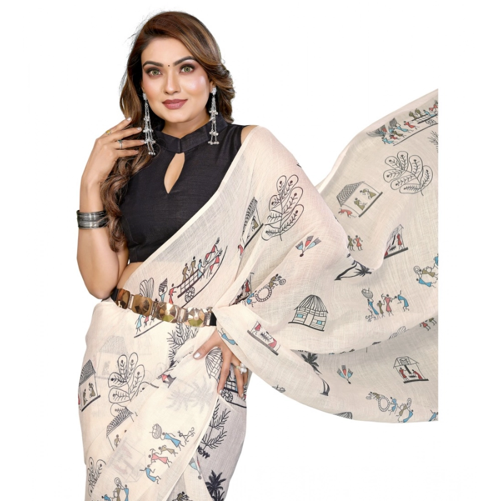 PID-66184-Women-s-Soft-Linen-Cotton-Printed-Saree-With-Unstitched-Blouse-5-5-Mtr-Off-White-4-1000x1000-1.webp Women's Linen Cotton Printed Saree With Unstitched Blouse 5.5Mtr (Off White) - Image 1