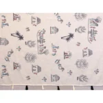 Women's Linen Cotton Printed Saree With Unstitched Blouse 5.5Mtr (Off White) - Image 4