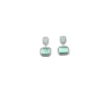 Women's Brass Silver Plated Drop Earrings (Turquoise) - Image 5