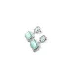 Women's Brass Silver Plated Drop Earrings (Turquoise) - Image 4