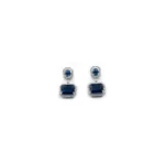 Women's Brass Silver Plated Drop Earrings (Blue) - Image 5